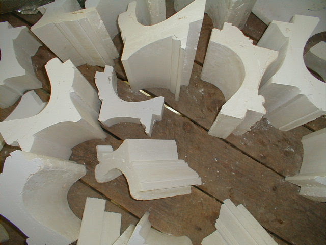Plaster cut sections showing profile accuracy